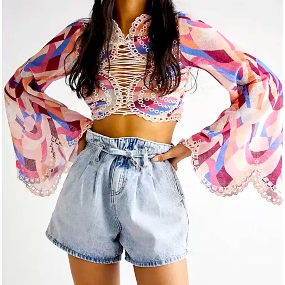 Free People Eyes onYou Bell Sleeve Top M